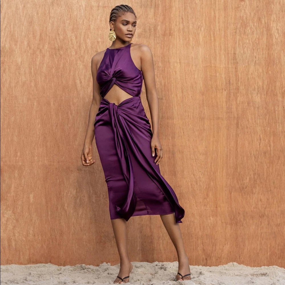 Andrea Iyamah RENI PLUM MIDI DRESS NWT - Unworn